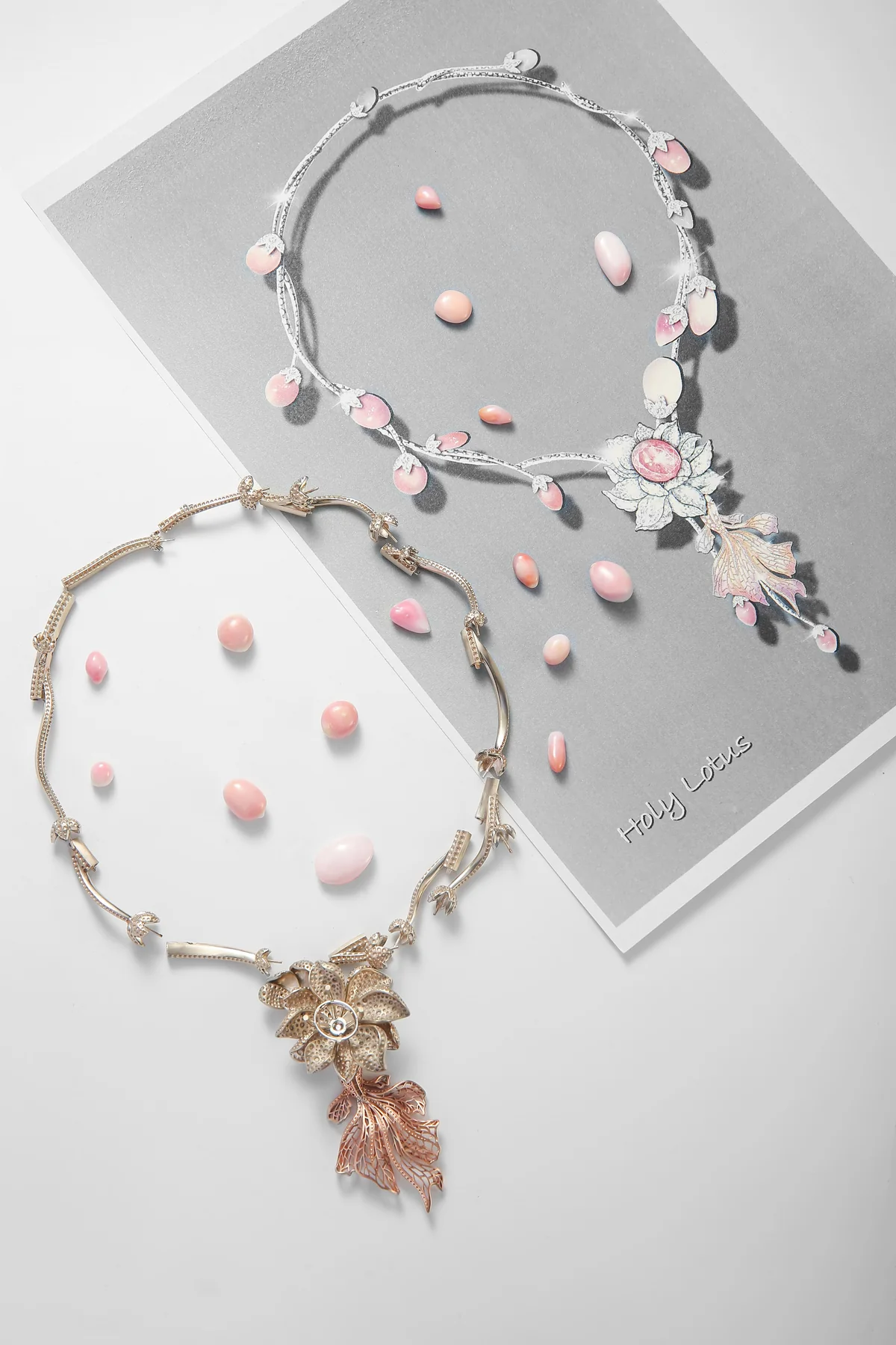 Design study and mock-up for the Nymphéa necklace